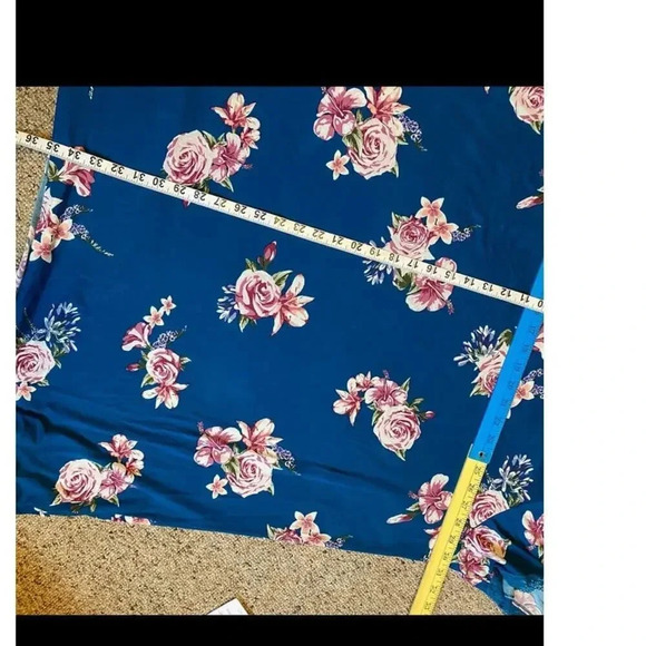 Floral Print Casual Stretchy Gown Mid Length Dress Women Plus Size 3X - Picture 2 of 7